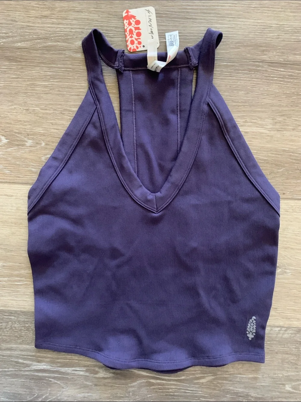 FP MOVEMENT All Clear V Neck Cami Racerback Tank Top NWT Graphite Purple